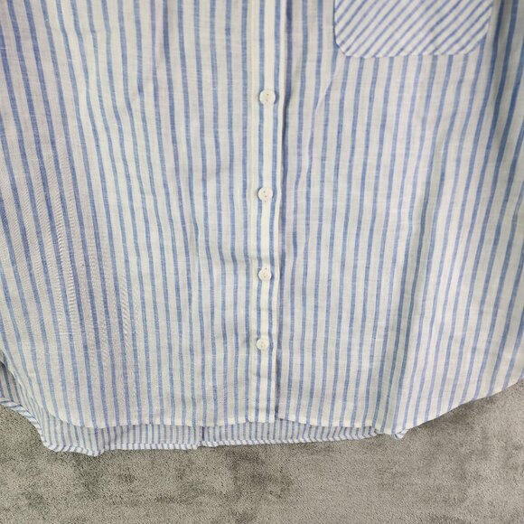 Womens Chicos Striped Shirt Blouse Button Up 100% Linen 3/4 Sleeve Size 1 (S) - Picture 3 of 11